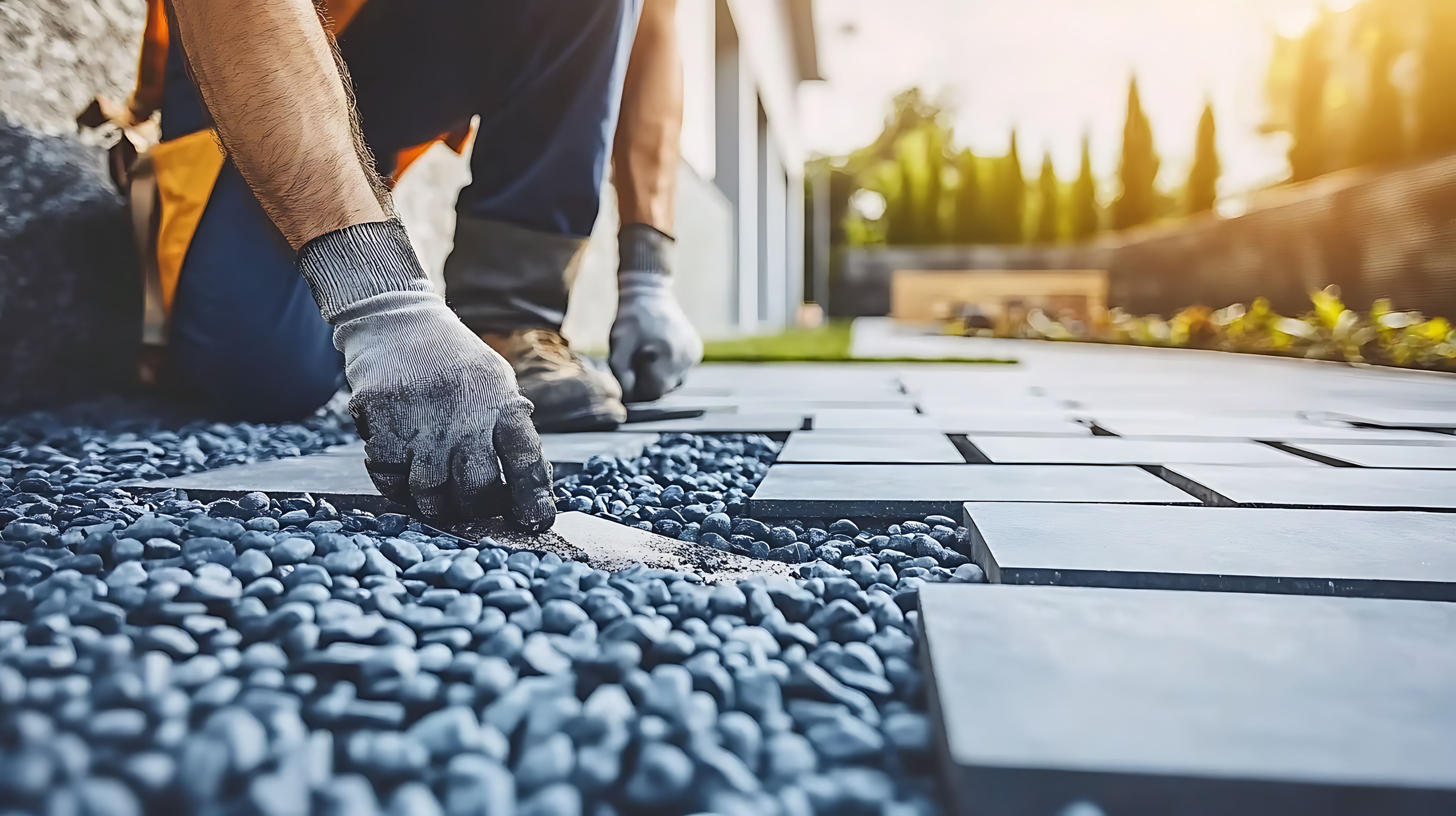 Laying pavers and hardscaping